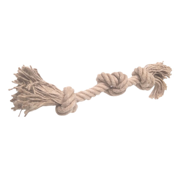 Jouet corde Corde Trois Nœuds SON pet en corde beige avec trois nœuds tressés, pour les chiens et chats.