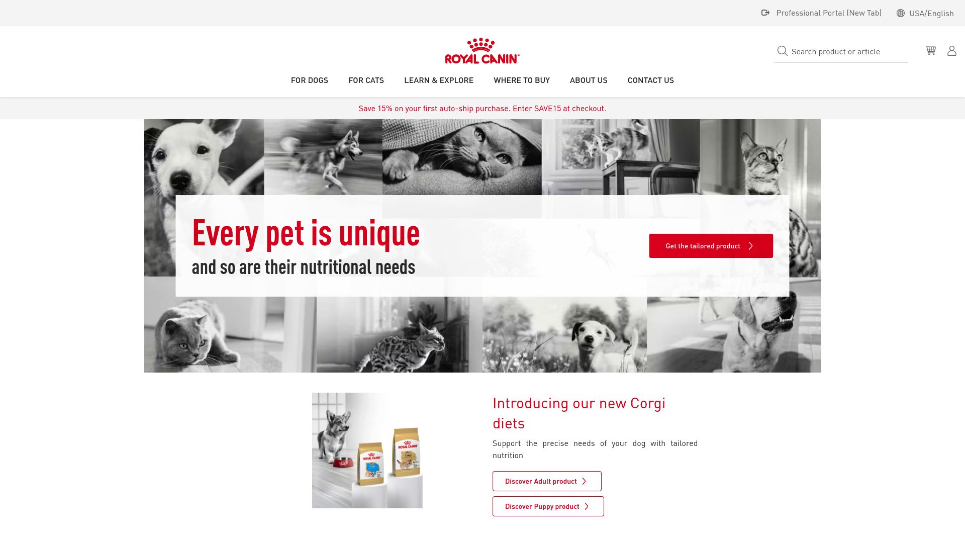 Screenshot of www.royalcanin.com