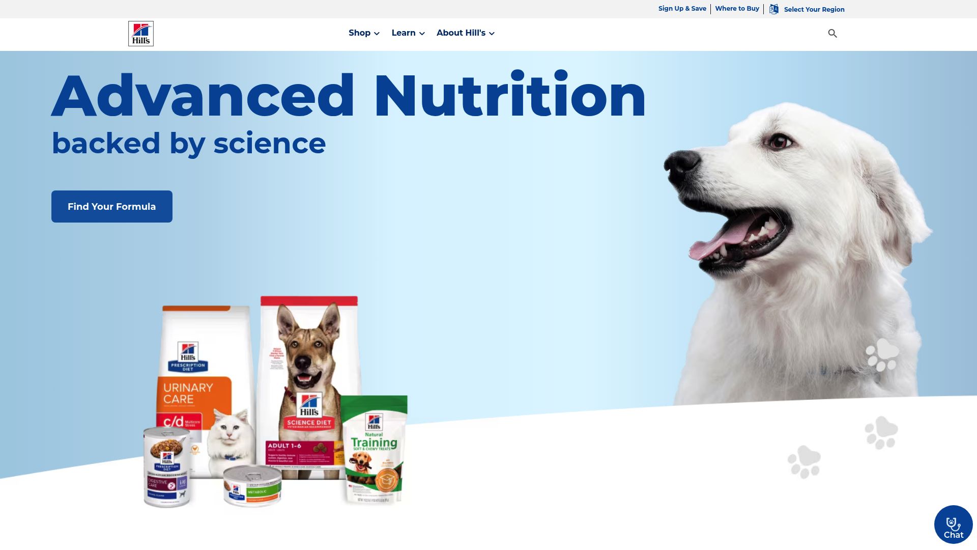 Screenshot of www.hillspet.com