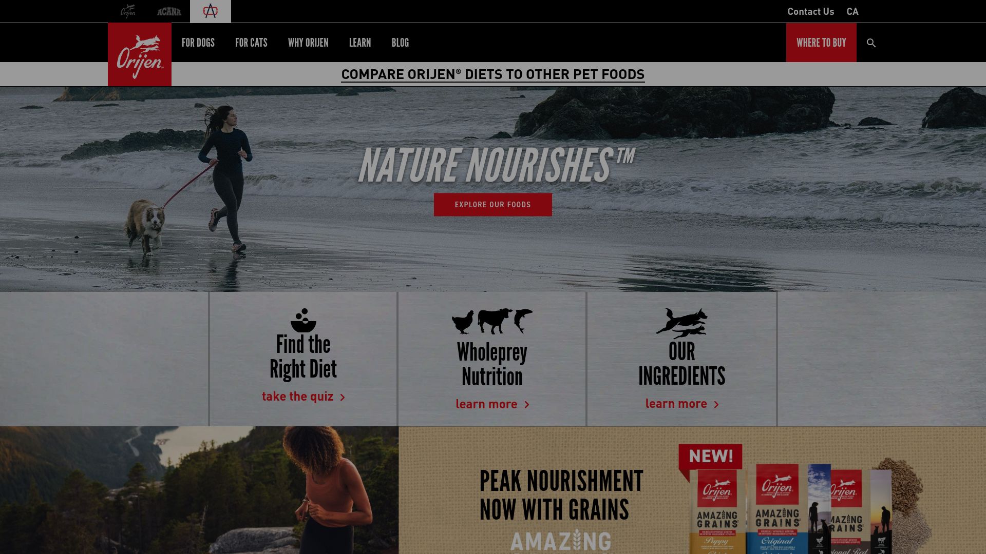 Screenshot of www.orijen.ca