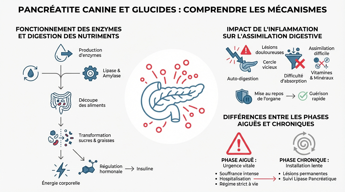 Schéma de l'inflammation du pancréas chez le chien