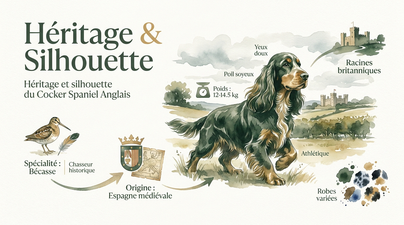 Cocker Spaniel Anglais à la silhouette athlétique et au pelage soyeux